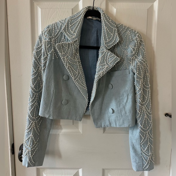 LOVESHACKFANCY CARTERIO CROP BLAZER - Picture 6 of 6